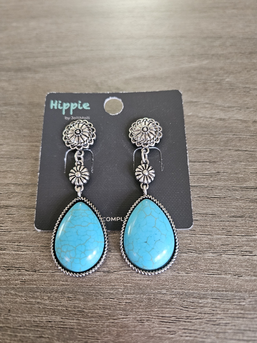 Hippie Teardrop Turquoise Dangle Earrings by JelliMolli